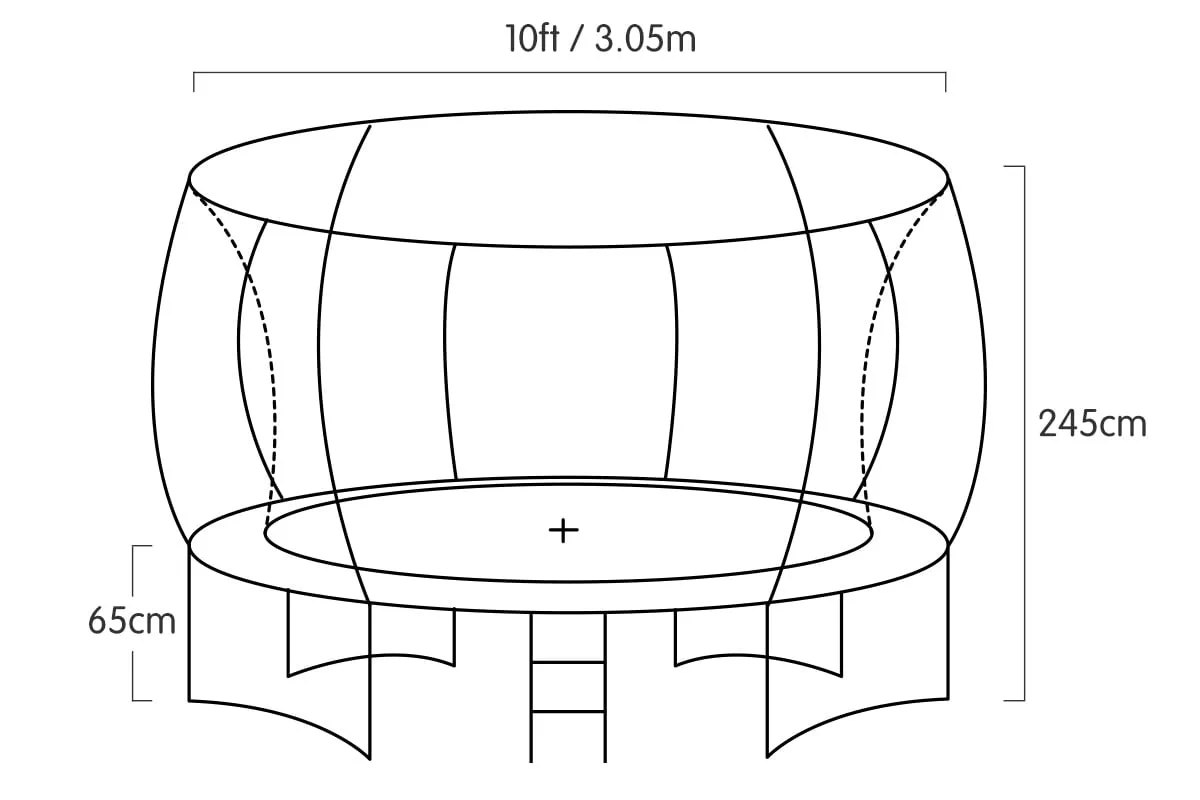10ft Trampoline | Free Ladder | Spring Mat | Net Safety Pad Cover | Round Enclosure | Green | Kahuna