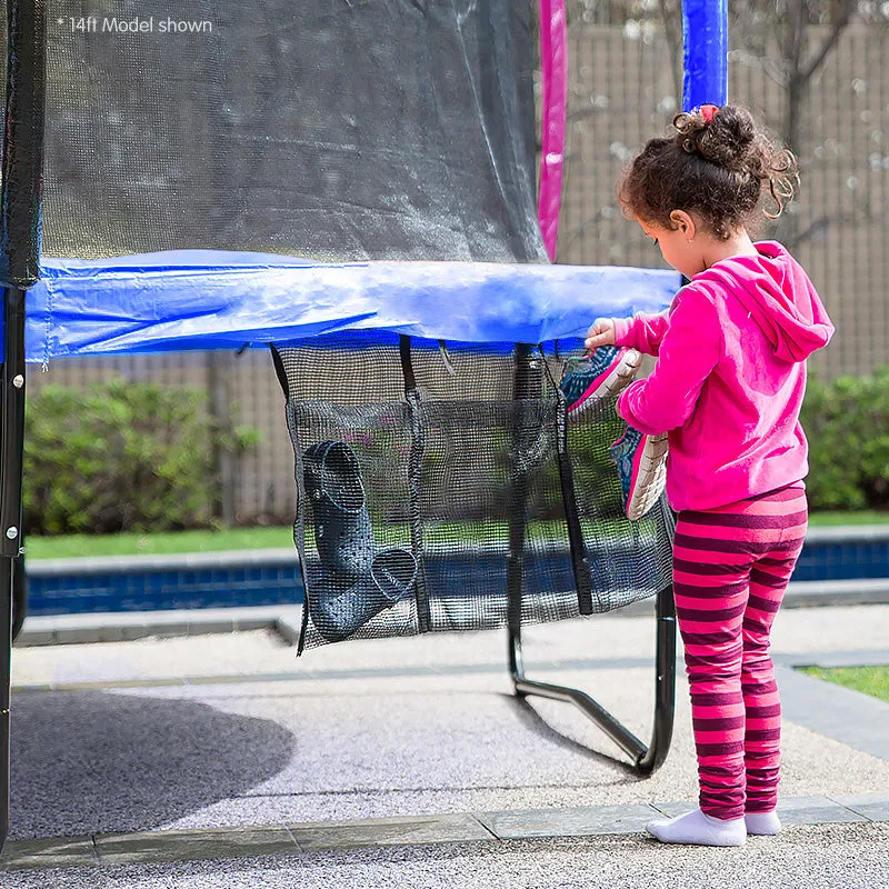 12ft Outdoor Trampoline for Kids with Safety Enclosure, Pad, Mat, Ladder, and Basketball Hoop Set - Rainbow