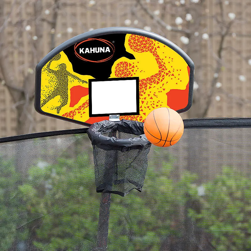 12ft Outdoor Trampoline for Kids with Safety Enclosure, Pad, Mat, Ladder, and Basketball Hoop Set - Rainbow