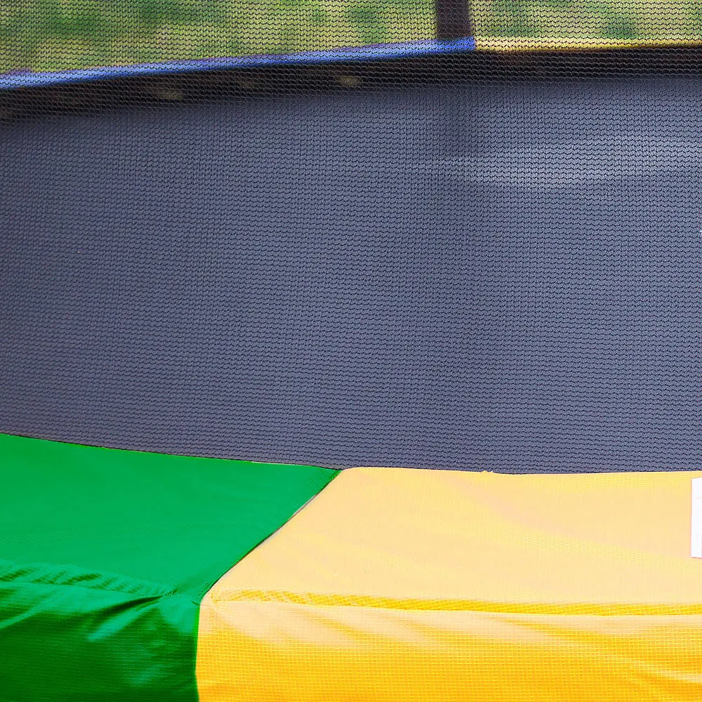 12ft Outdoor Trampoline for Kids with Safety Enclosure, Pad, Mat, Ladder, and Basketball Hoop Set - Rainbow