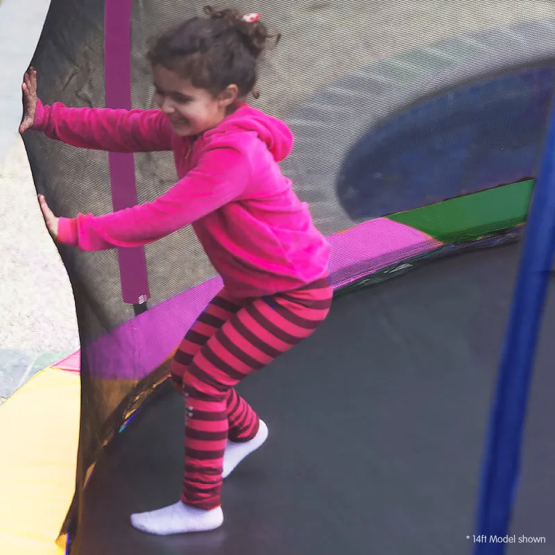 12ft Outdoor Trampoline for Kids with Safety Enclosure, Pad, Mat, Ladder, and Basketball Hoop Set - Rainbow