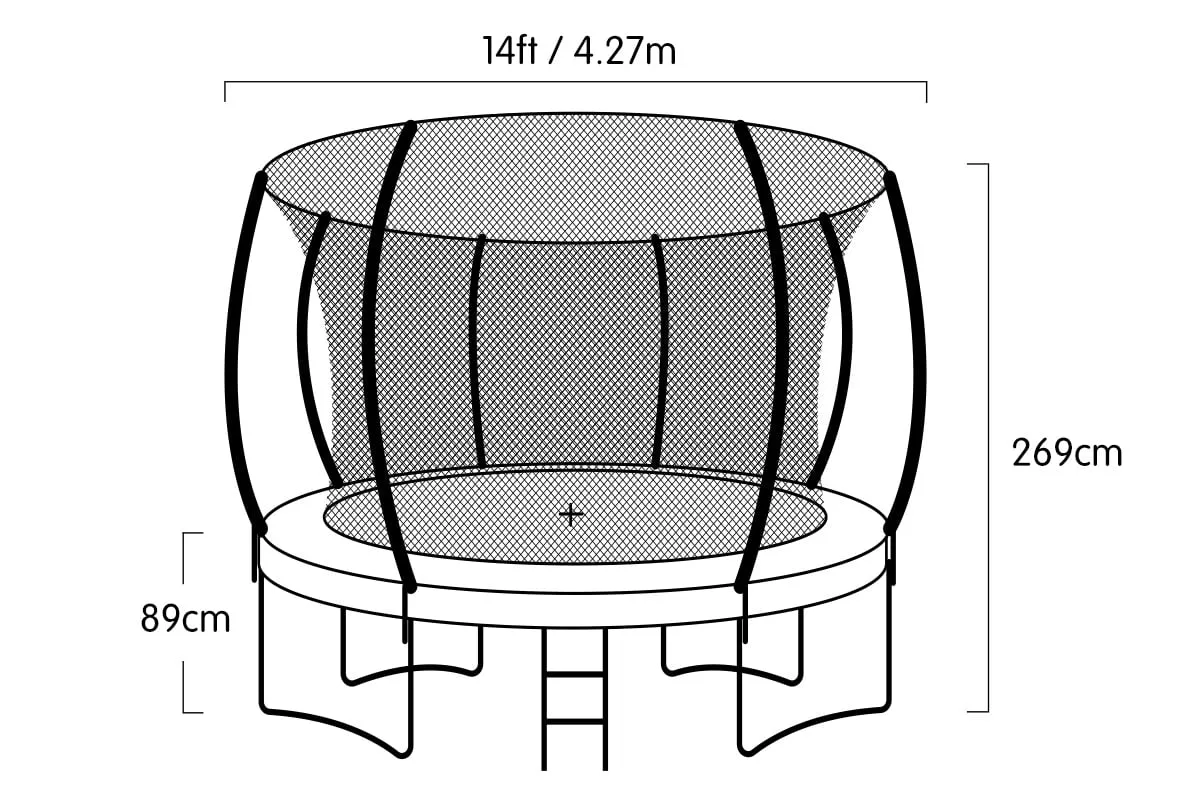 14ft Trampoline Set: Ladder, Spring Mat, Net, Pad Cover - Purple