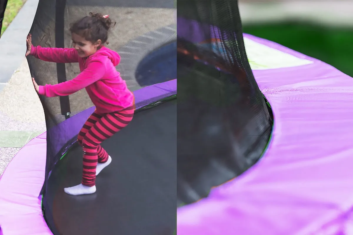 14ft Trampoline Set: Ladder, Spring Mat, Net, Pad Cover - Purple
