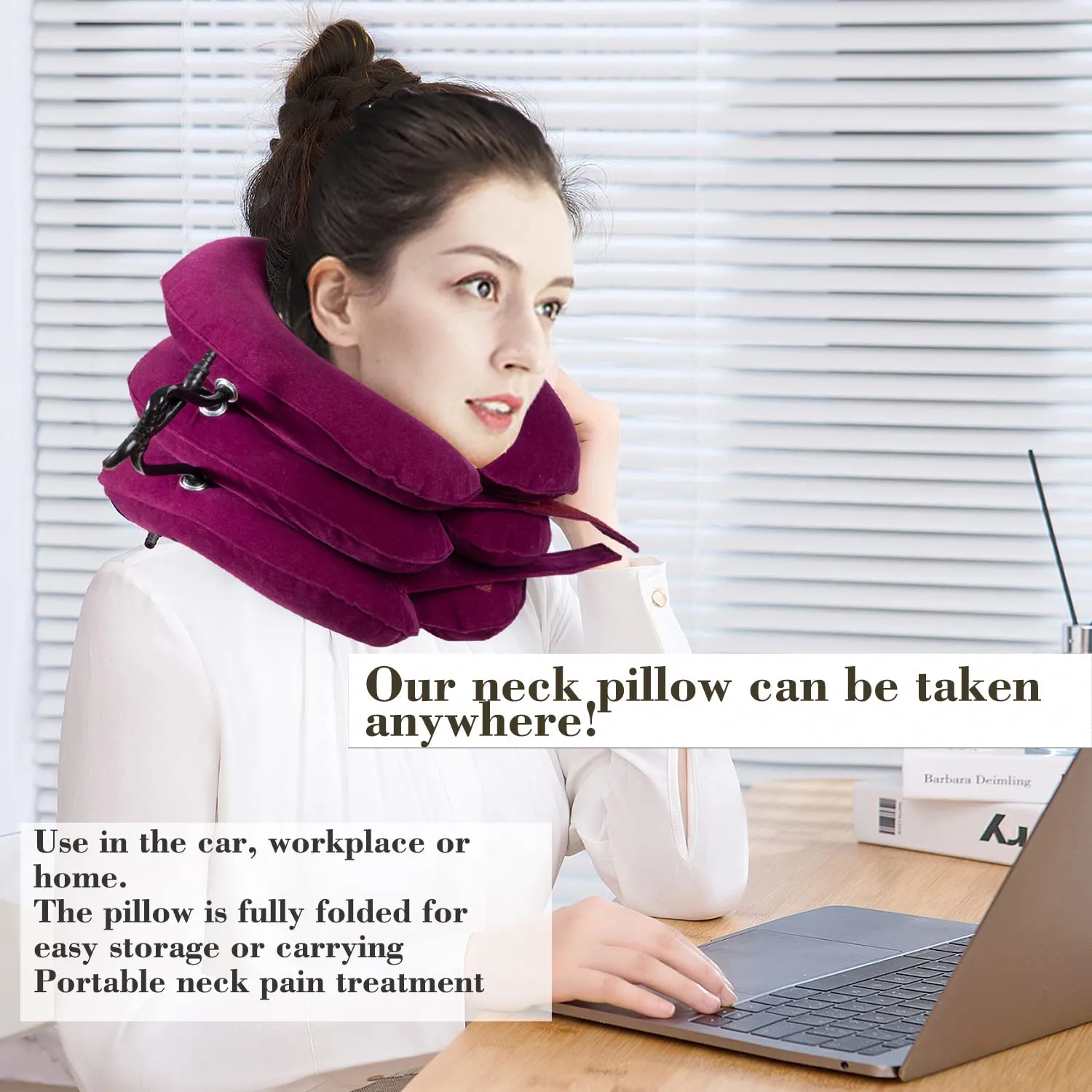 Adjustable Inflatable Neck Stretch Spine Traction Device - Used for Instant Relief of Neck Pain and Shoulder Alignment Pain - Portable Home Relieving Inflatable Neck Care Equipment (Red) Red