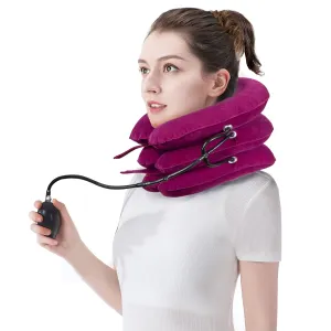 Adjustable Inflatable Neck Stretch Spine Traction Device - Used for Instant Relief of Neck Pain and Shoulder Alignment Pain - Portable Home Relieving Inflatable Neck Care Equipment (Red) Red