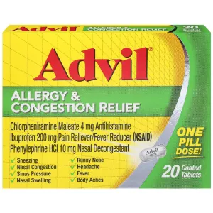 Advil Allergy & Congestion Relief Pain Reliever/Nasal Decongestant Tablets 10 Count