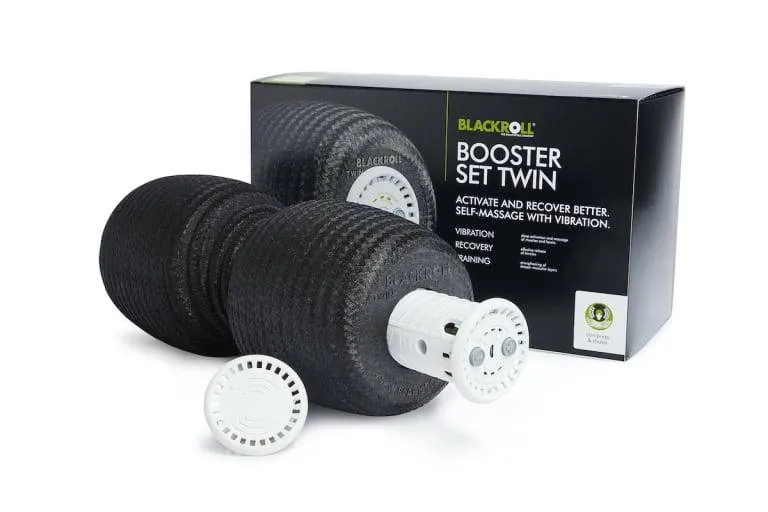BLACKROLL - Booster Set Twin, Versatile Vibrating Massage Tool and Foam Roller for Exercise, Foam Roller Massage and Vibration Set for Exercise Recovery and Relief, for Pinpoint Back and Neck Massage