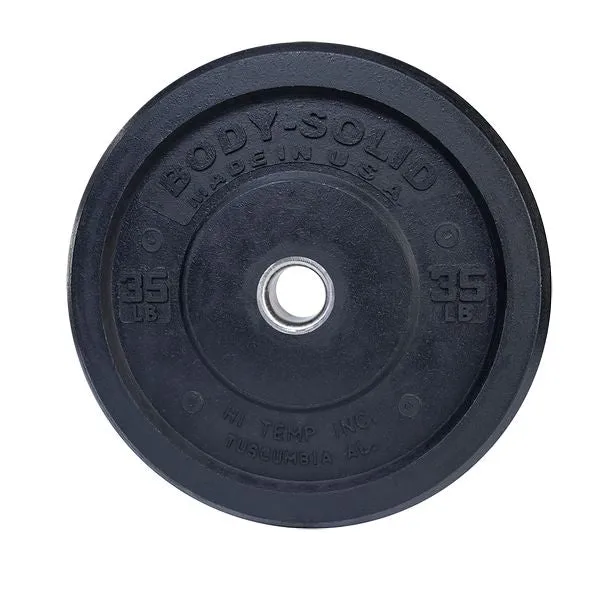 Body-Solid Premium Bumper Plates OBPH With Black Olympic Bar Set