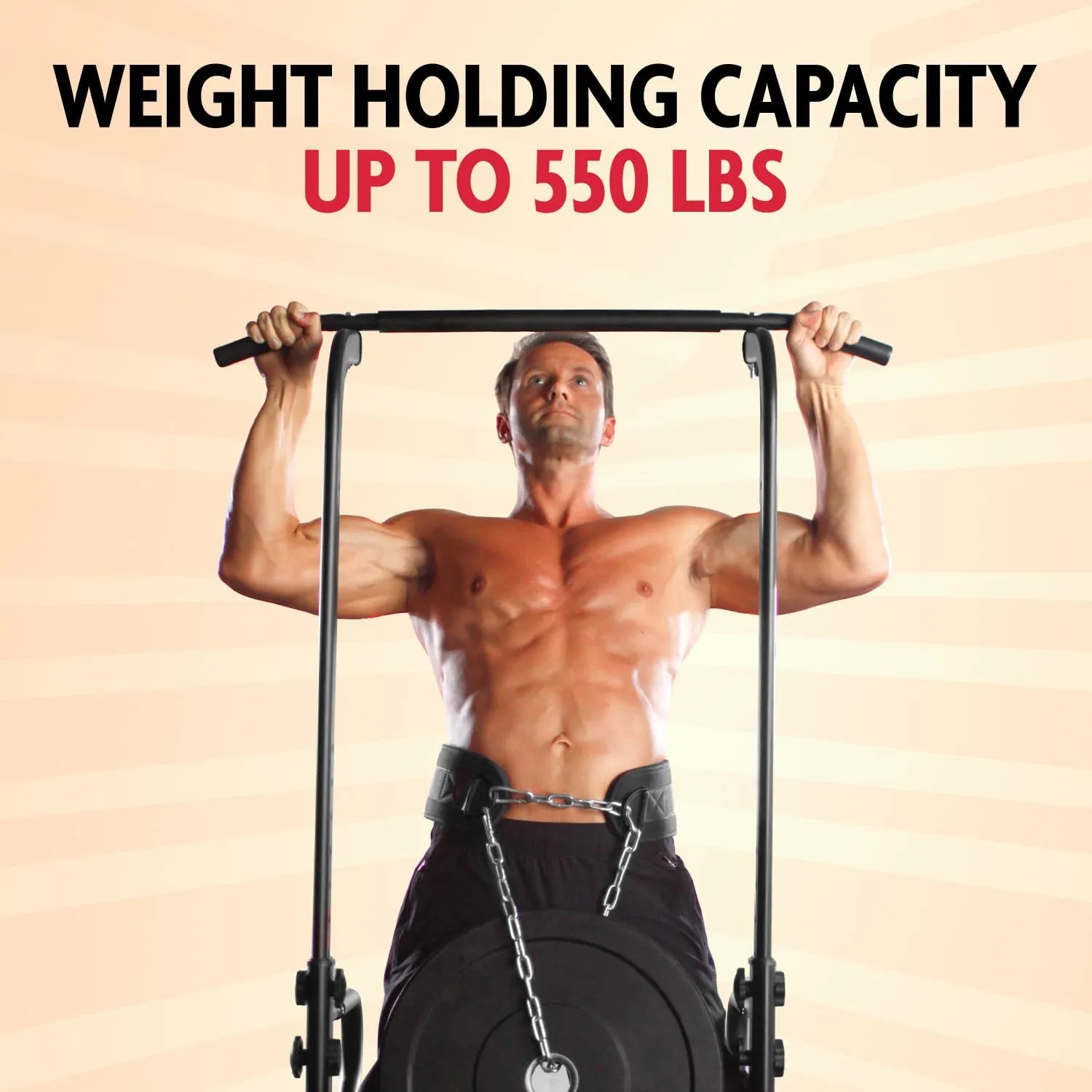 DMoose Dip Belt with Chain For Pull Ups, Training, Weightlifting, Powerlifting and Bodybuilding Workouts, 36 Inches Heavy Duty Steel Lifting Chain, Comfortable Dip Belt With Neoprene Back Support