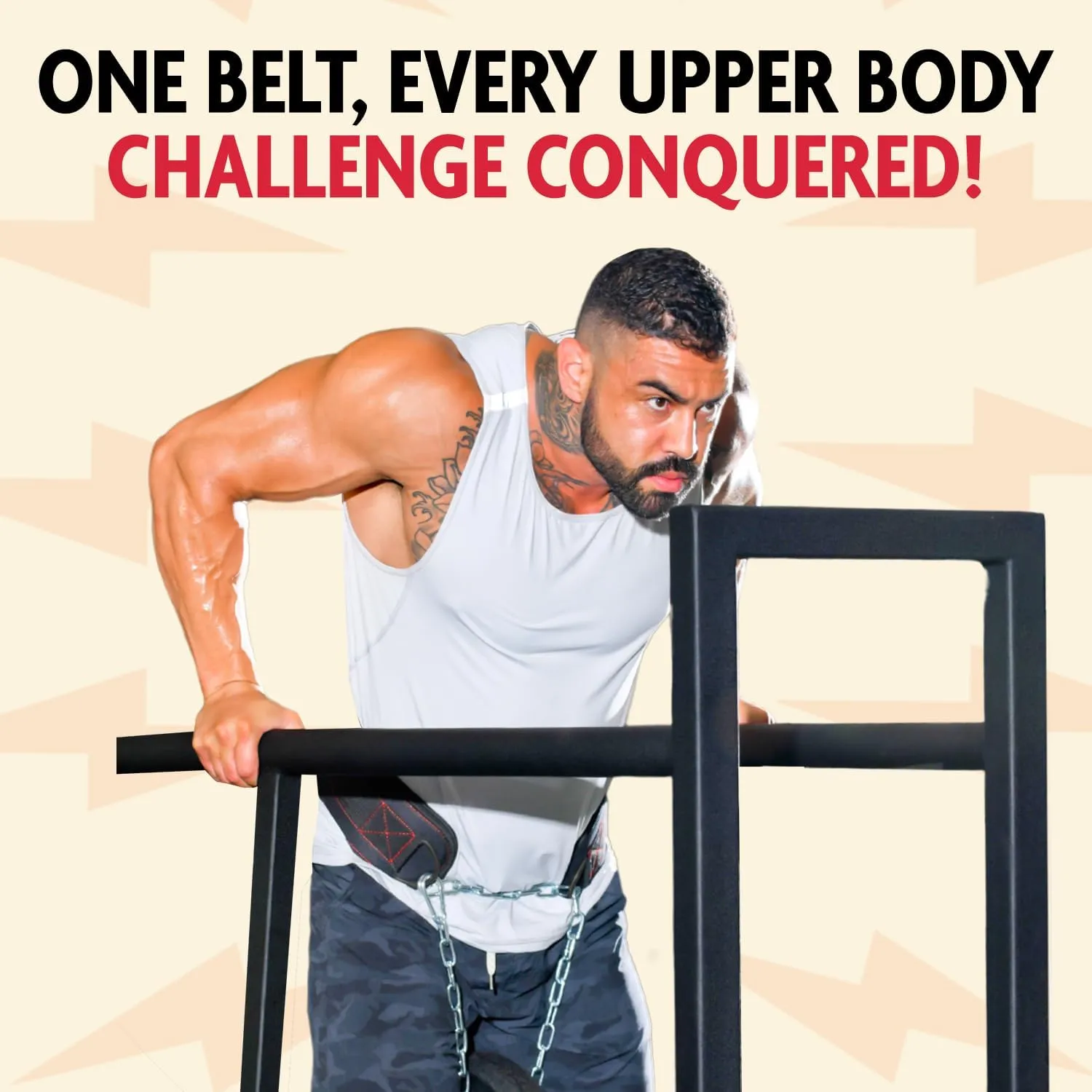 DMoose Dip Belt with Chain For Pull Ups, Training, Weightlifting, Powerlifting and Bodybuilding Workouts, 36 Inches Heavy Duty Steel Lifting Chain, Comfortable Dip Belt With Neoprene Back Support