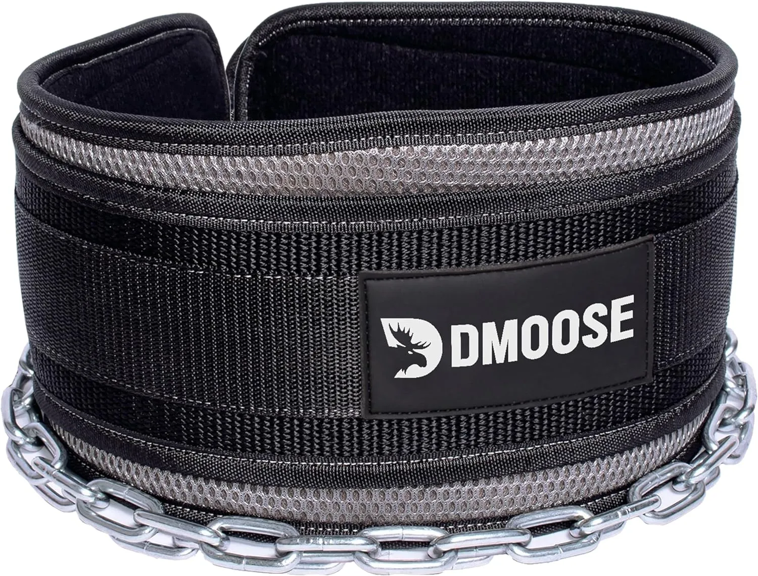 DMoose Dip Belt with Chain For Pull Ups, Training, Weightlifting, Powerlifting and Bodybuilding Workouts, 36 Inches Heavy Duty Steel Lifting Chain, Comfortable Dip Belt With Neoprene Back Support