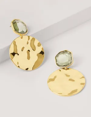 Jewel Hammered Disk Earrings-English Ivy/Gold Metallic