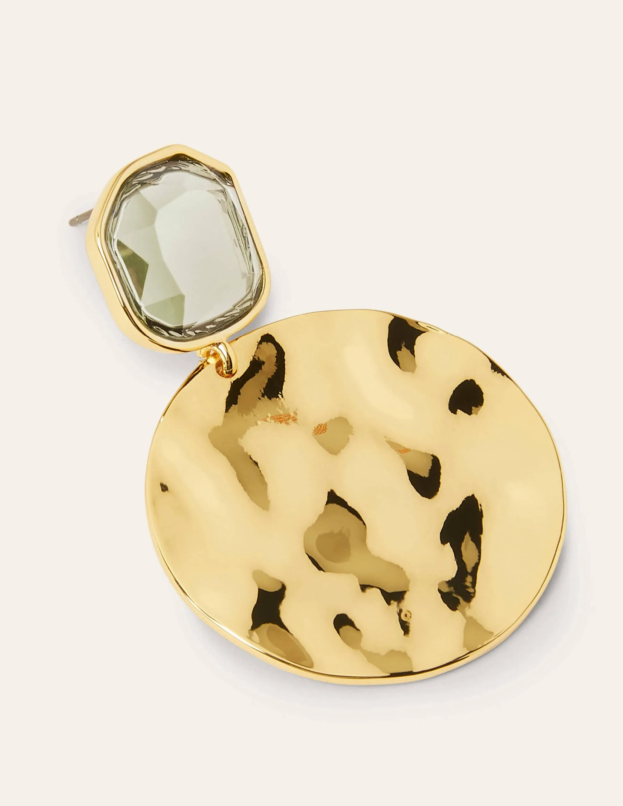 Jewel Hammered Disk Earrings-English Ivy/Gold Metallic