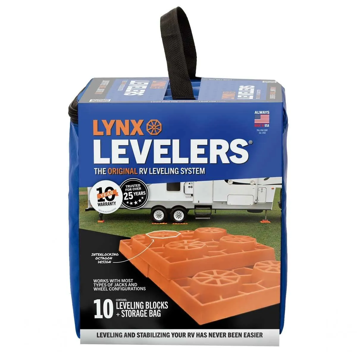 Lynx Leveler for RV Leveling Block with Nylon Storage Case, (Pack of 10)