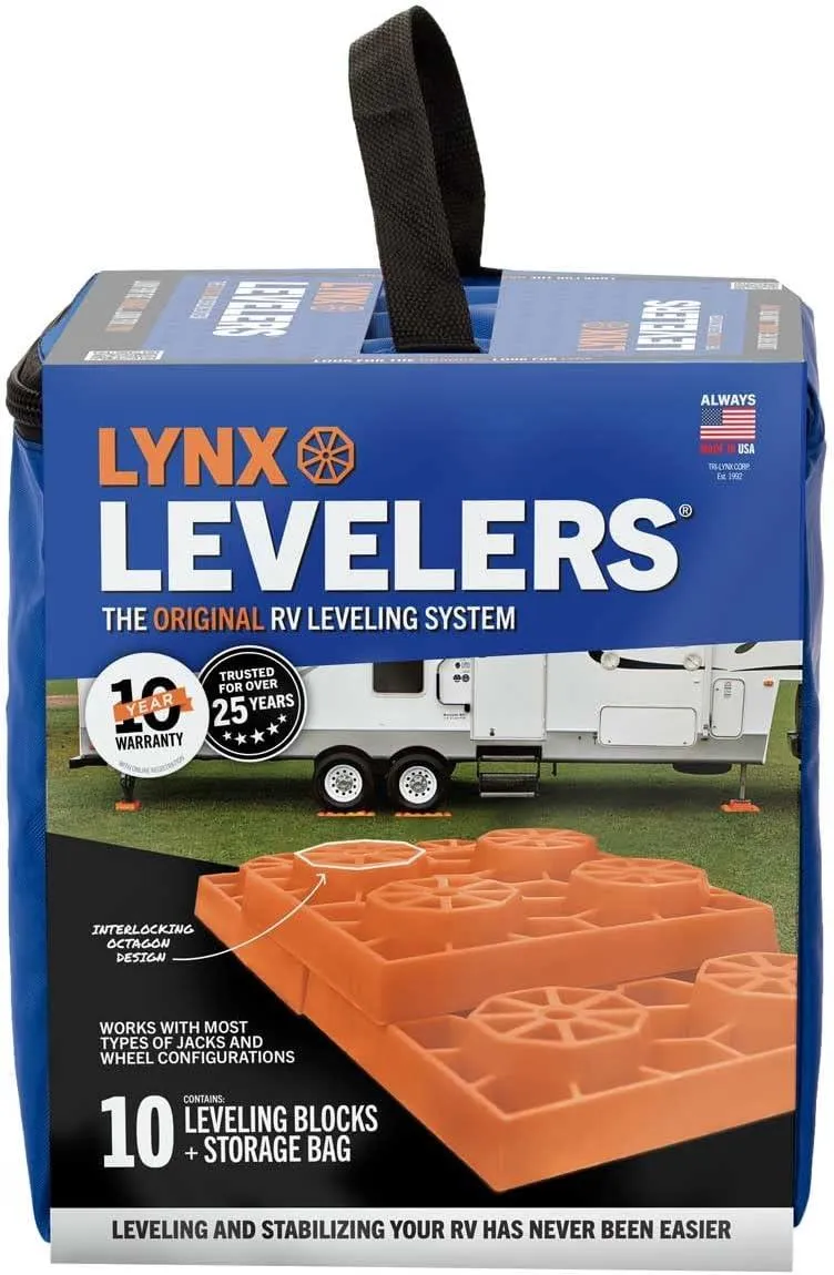 Lynx Leveler for RV Leveling Block with Nylon Storage Case, (Pack of 10)