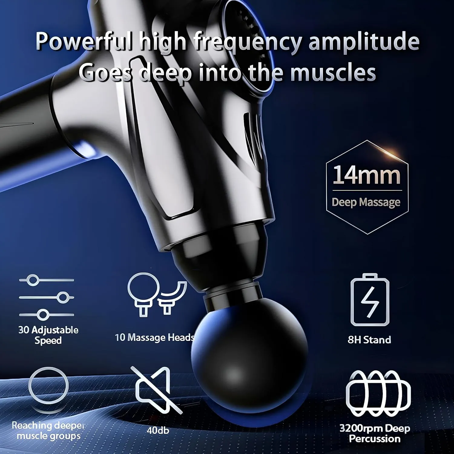 Massage Gun Deep Tissue with 10 Massage Heads - Neck, Shoulder, and Back Pain Relief I Portable and Super Quiet Muscle Massager