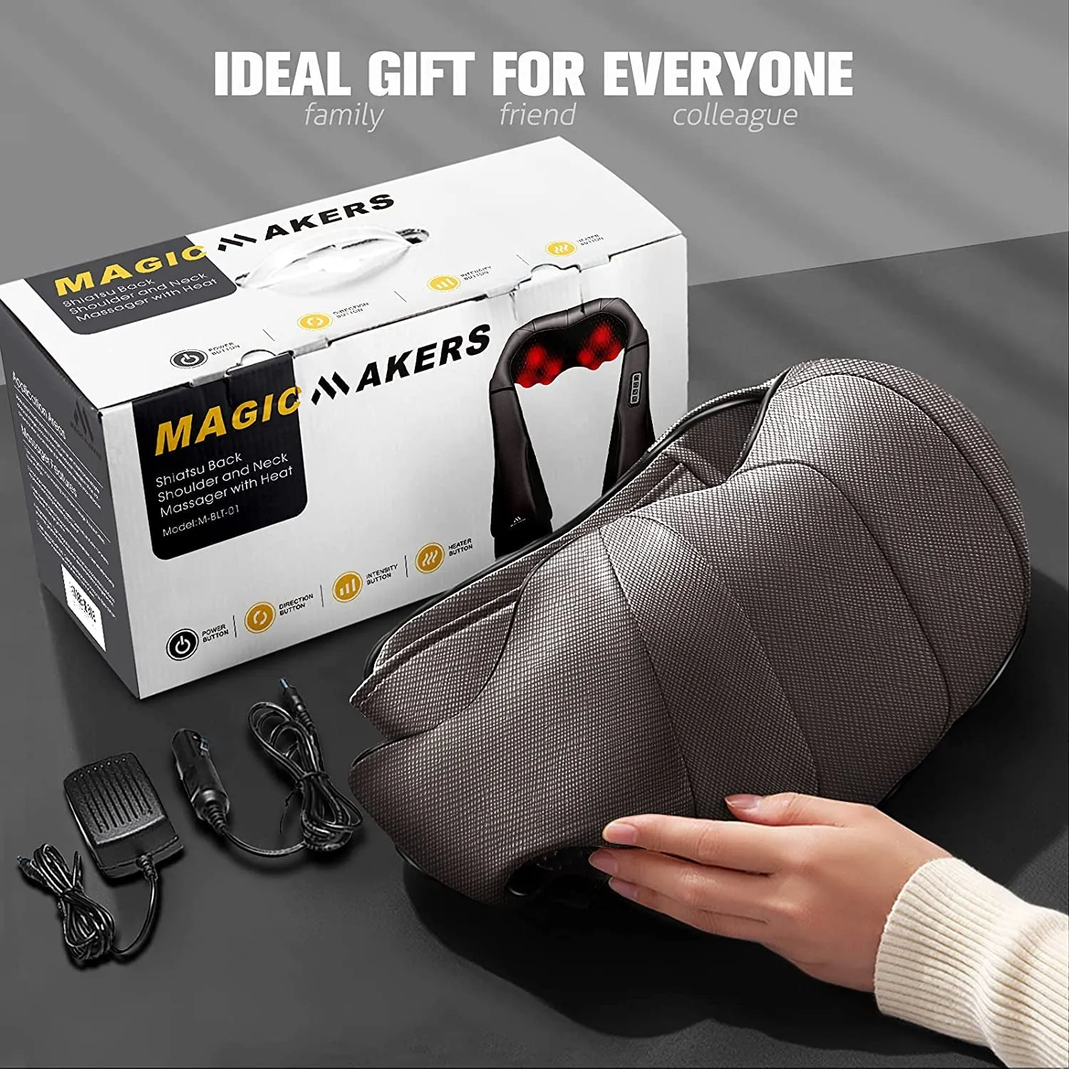 Neck Massager with Heat Gifts for Women, Men, Dad, Mom, Family, Friend, Mothers Day, Fathers Day, Christmas, Shiatsu Kneading Back Neck Massager for Shoulder, Pain Relief, Muscle Soreness