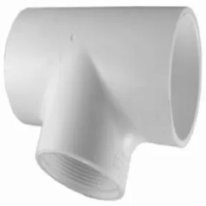 Pipe Tee, Slip x Slip x Thread, White, 1/2-In.