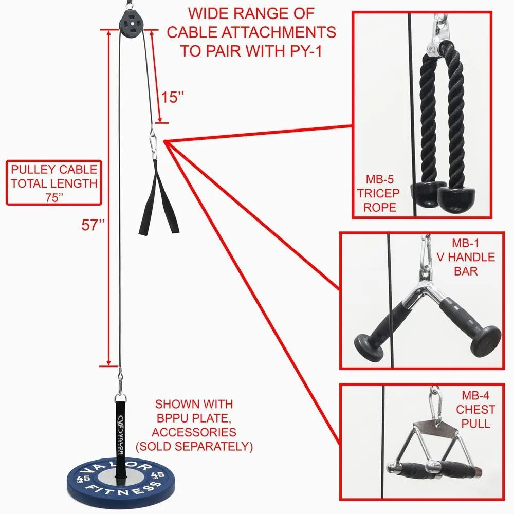 Portable Cable Pulley Station w/ Attachment Bundle