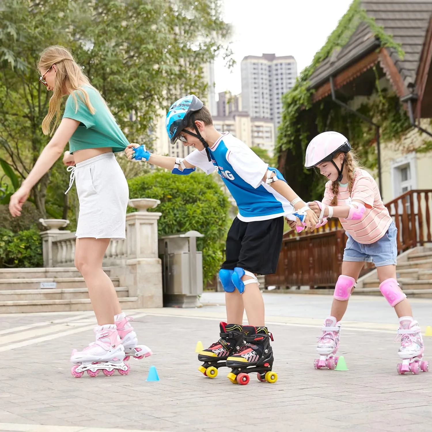 Rollers Fille WeSkate Ajustables pour enfants  - Roller Rose - Roller Bleu | Fitnessterapy