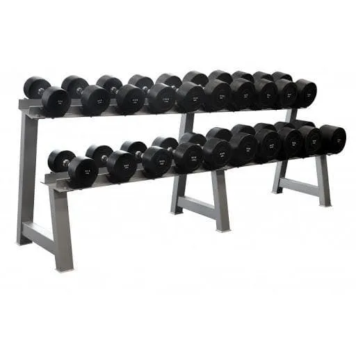 SPECIAL! 10-40kg Commercial Rubber Round Dumbbell Set   2-Tiers Dumbbell Rack
