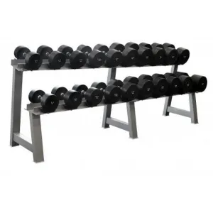 SPECIAL! 10-40kg Commercial Rubber Round Dumbbell Set   2-Tiers Dumbbell Rack