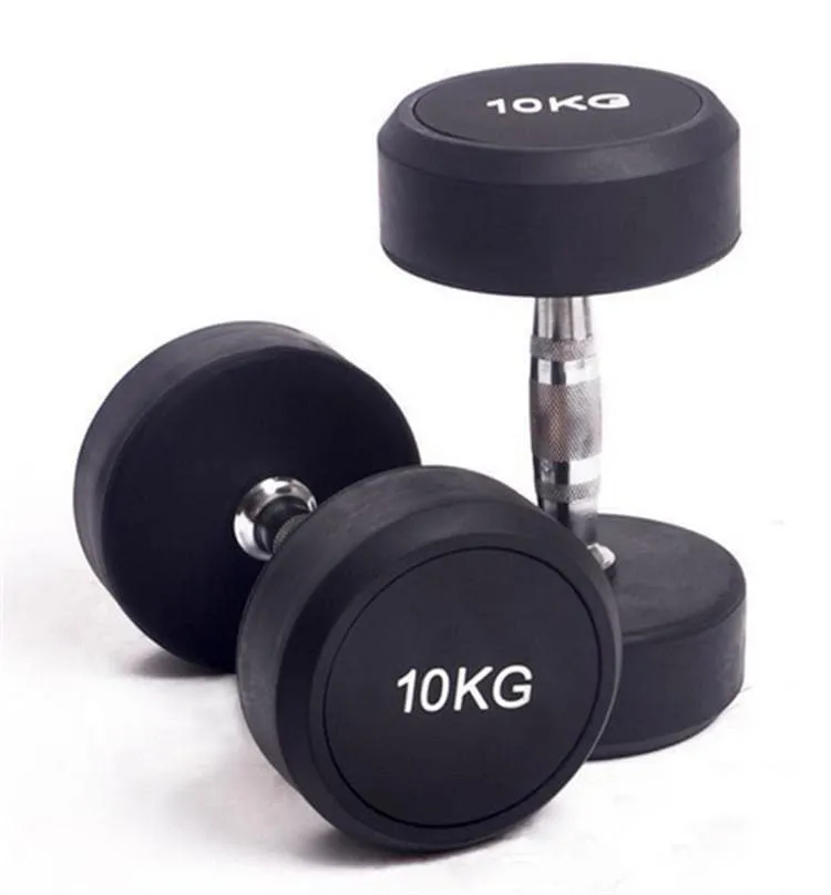 SPECIAL! 10-40kg Commercial Rubber Round Dumbbell Set   2-Tiers Dumbbell Rack