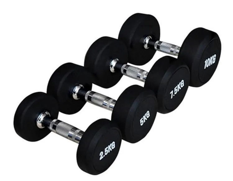 SPECIAL! 10-40kg Commercial Rubber Round Dumbbell Set   2-Tiers Dumbbell Rack