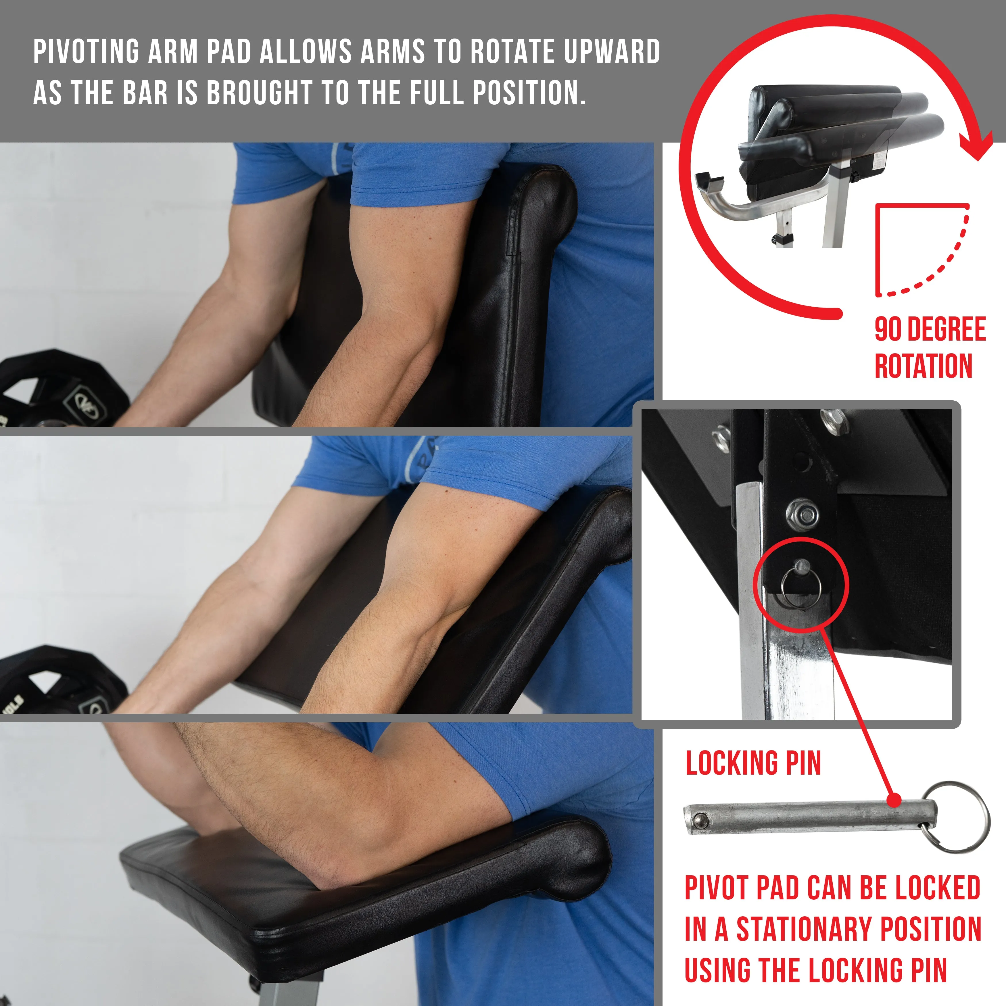 Standing Adjustable Arm Preacher Curl Bench