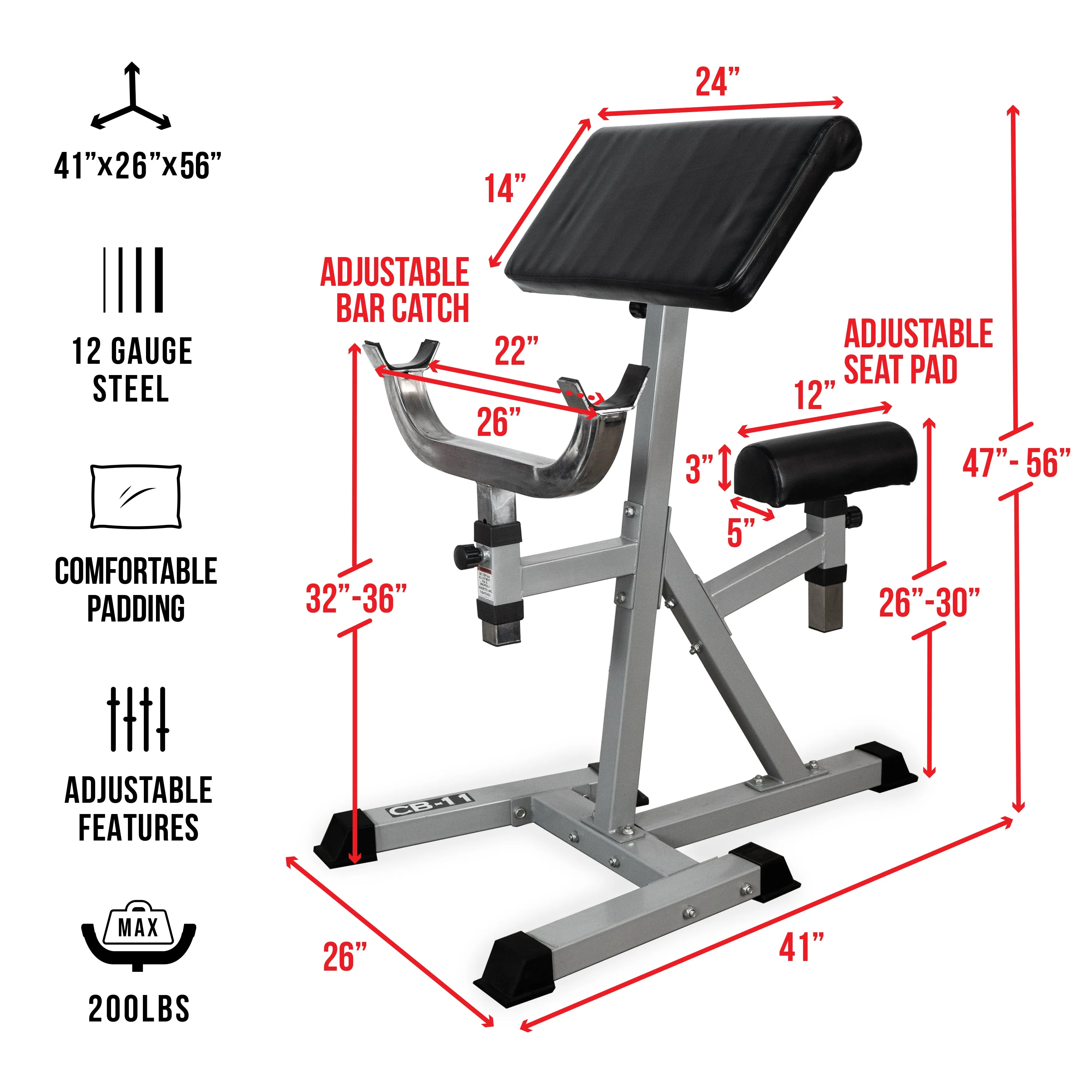 Standing Adjustable Arm Preacher Curl Bench