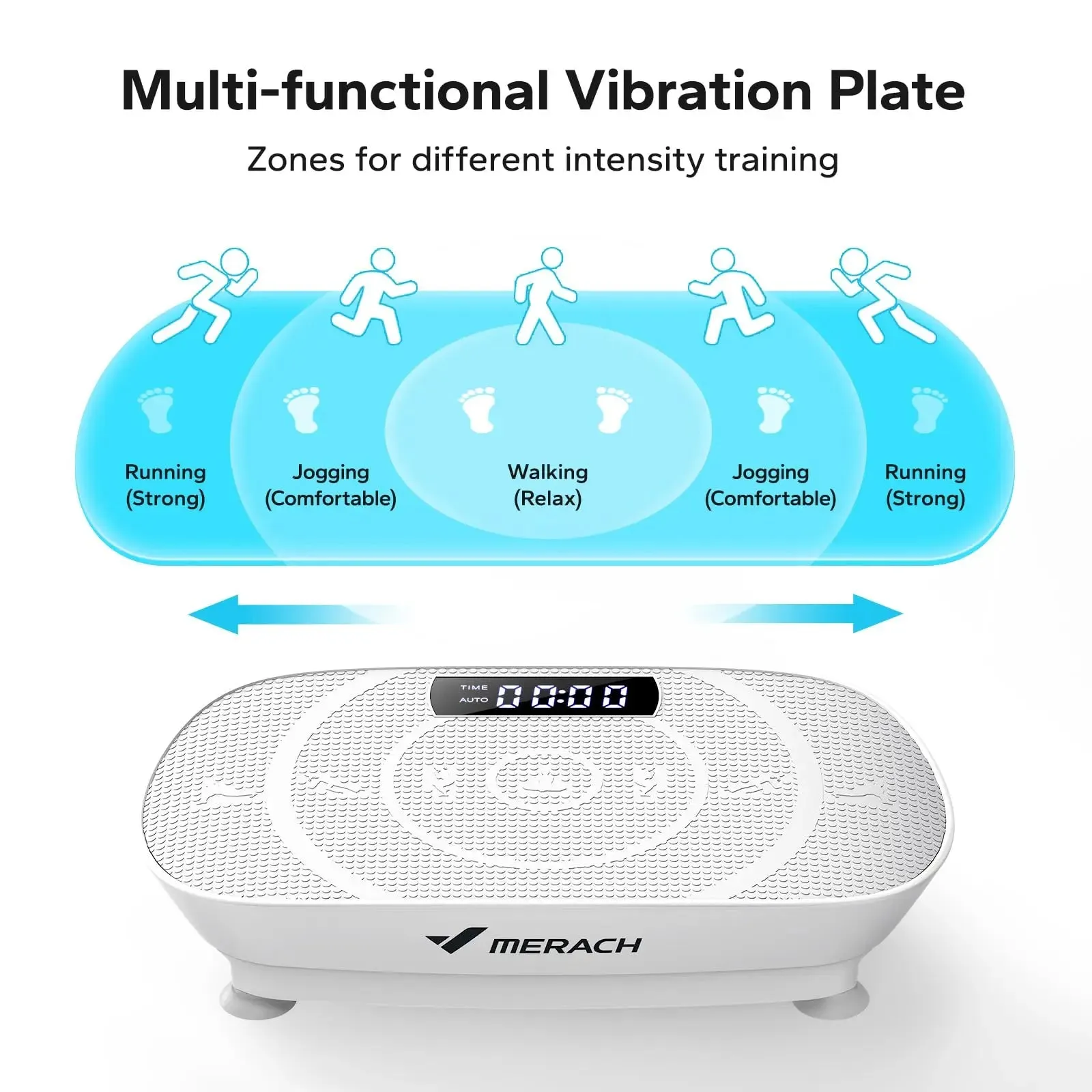 Whole Body Vibration Plate Machine  10-Level Power Vibrate Platform with Resistance Bands & Remote, 300LB Capacity for Home Fitness (Quiet, LED Display)