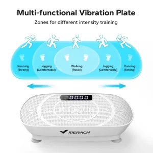 Whole Body Vibration Plate Machine  10-Level Power Vibrate Platform with Resistance Bands & Remote, 300LB Capacity for Home Fitness (Quiet, LED Display)