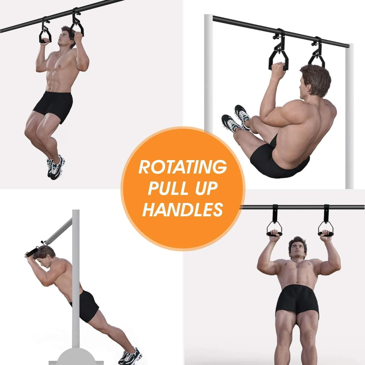 Yes4All Rotating Pull up Handles for Pull up Bar/Pull up Grips/Barbell Handles with Non-Slip & Foam Pad Grips - Twist Motion for Strength Training Workout
